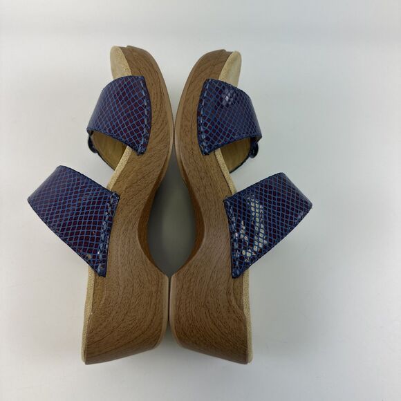 Dansko Sophie Sandal Blue Purple Snakeskin Leather Double Buckle Womens 38 7.5 - Picture 10 of 14